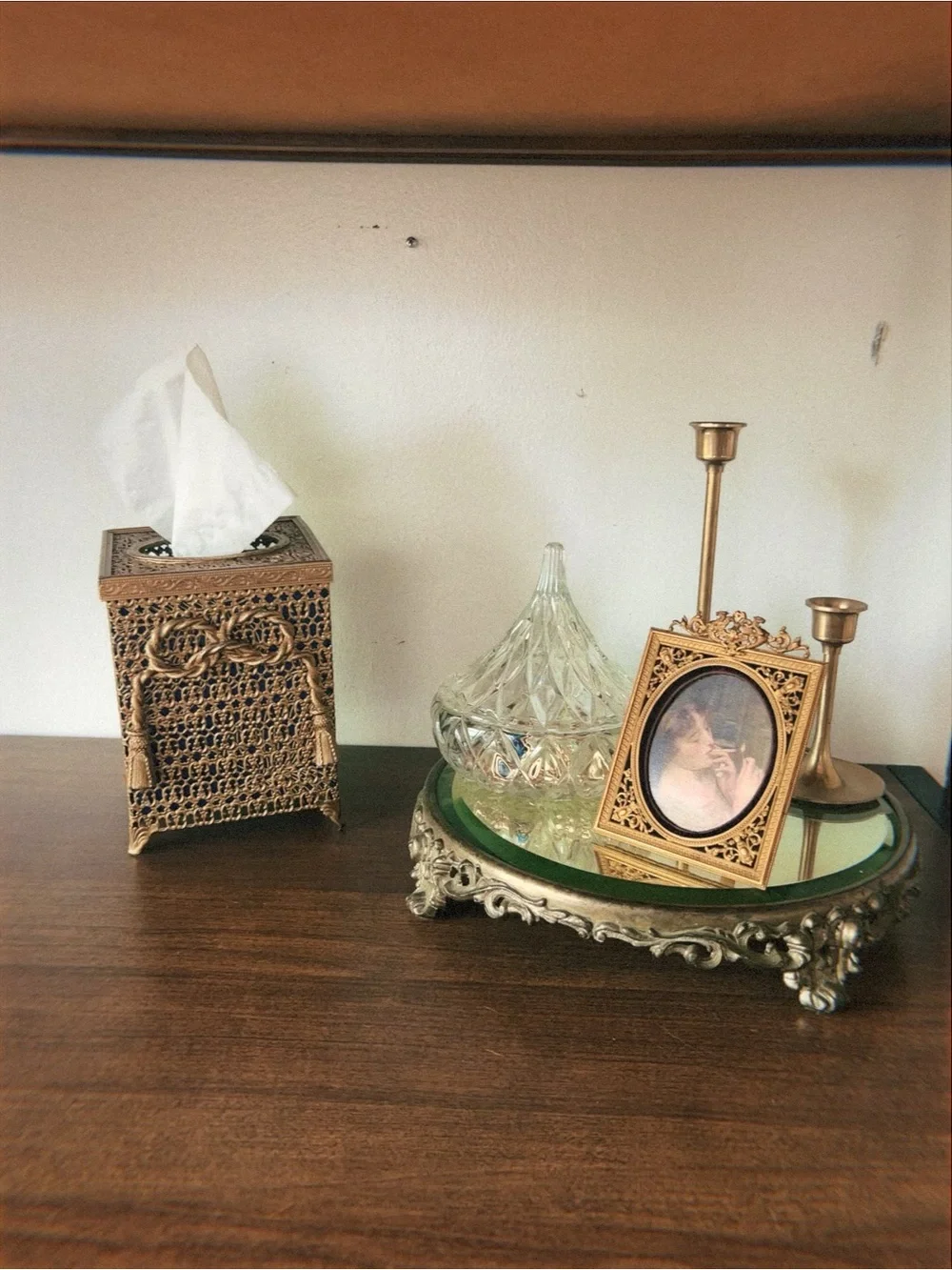 Ornate Gold Tissue Box Cover - Decorative Home Bath Accent